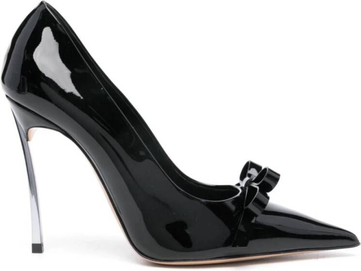 Casadei Zwarte leren hoge hak pumps Black Dames