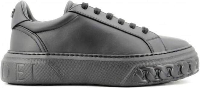 Casadei Zwarte leren sneaker met kettingzool Gray Dames