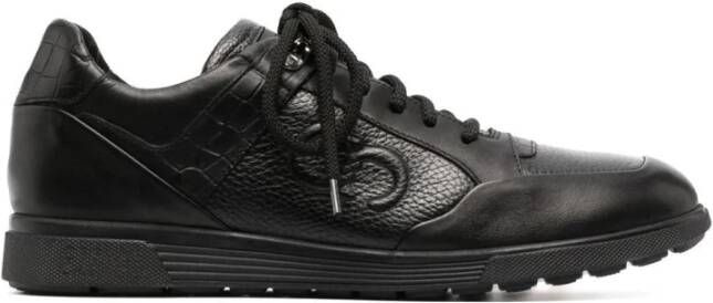 Casadei Zwarte Leren Sneakers voor Mannen Black Heren