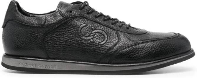 Casadei Zwarte Leren Sneakers voor Mannen Black Heren