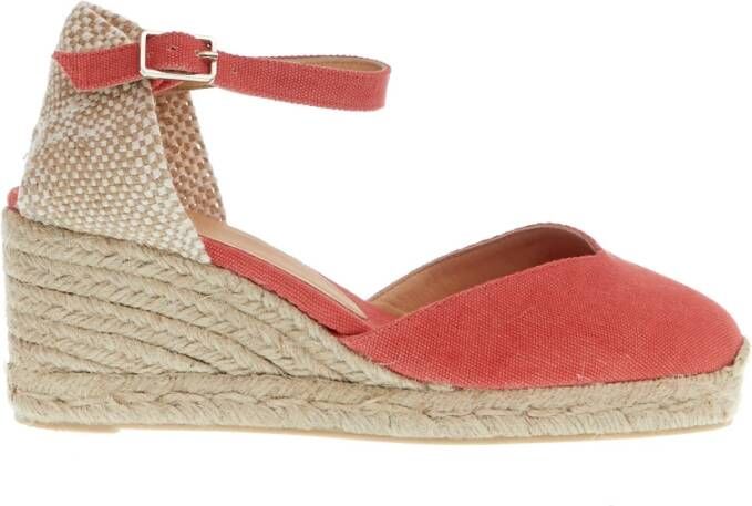 Castañer Aardbei stof sleehak espadrilles Red Dames