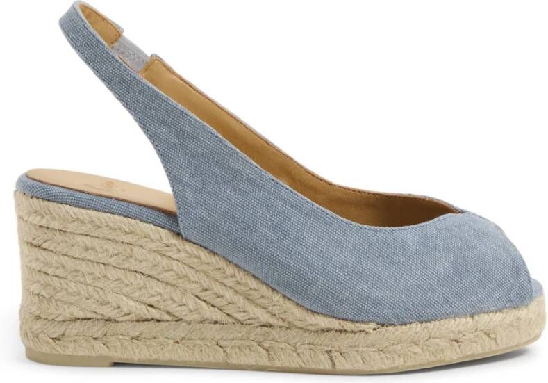 Castañer Barbara gecertificeerde katoenen espadrilles met gewassen afwerking en 7 cm sleehak. Blue Dames