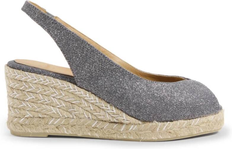 Castañer Barbara metallic-linnen espadrilles met 7 cm sleehak. Gray Dames