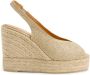 Castañer Barbara metallic-linnen espadrilles met dubbele platform en 11 cm sleehak. Yellow Dames - Thumbnail 1