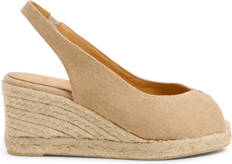 Castañer Open Teen Espadrilles met Touw Sleehak Beige Dames