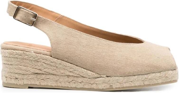 Castañer Beige Canvas Slingback Sleehak Espadrilles Beige Dames