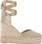 Castañer Chiara metallic-linnen espadrilles met striksluiting en 11 cm sleehak met dubbele platform. Yellow Dames - Thumbnail 1