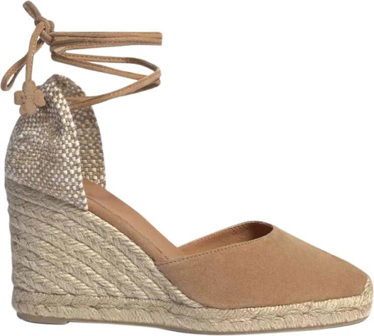 Castañer Beige Espadrille Sandalen met Vetersluiting Beige Dames