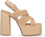 Castañer Fulvia raffia sandalen met enkelband met zij metalen gesp en 13 cm hak. Beige Dames - Thumbnail 12