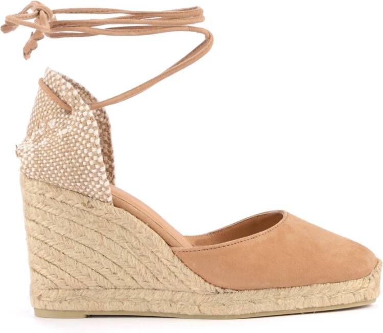 Castañer Beige Suède Sleehak Sandaal Carina Beige Dames