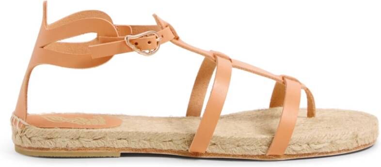 Castañer Beperkte oplage x Ancient Greek Sandals. Delos leren sandalen met enkelband met zijdelingse metalen gesp. Beige Dames