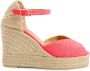 Castañer Bianca gewassen katoenen espadrilles met striksluiting en 11 cm hak. Red Dames - Thumbnail 1