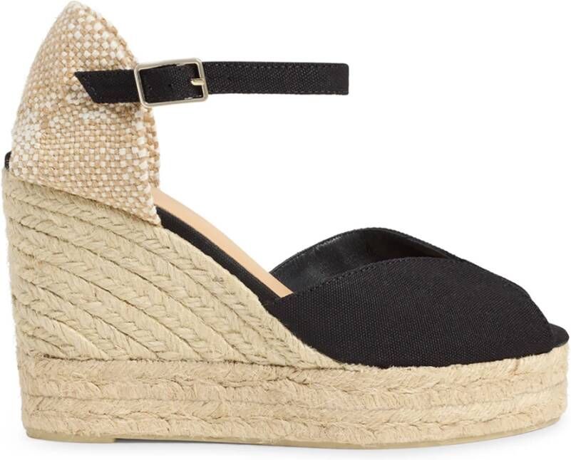 Castañer Zwarte Canvas Platform Wedge Espadrilles Black Dames