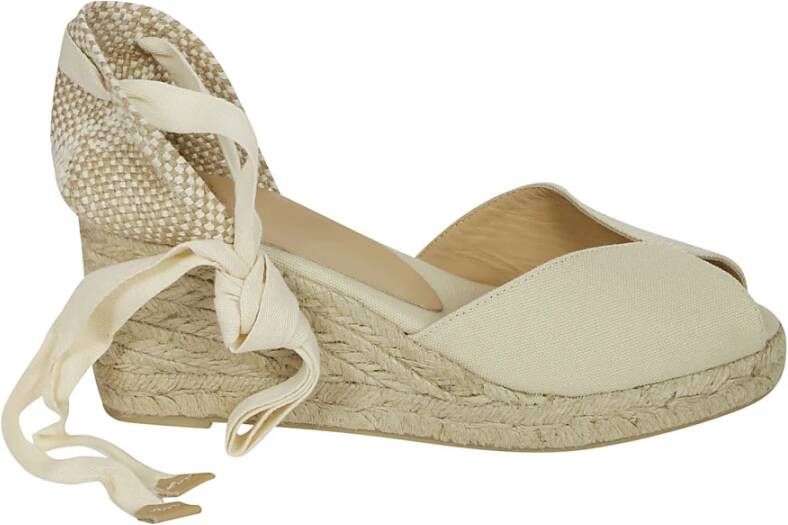 Castañer Bilina 6 001 Dames Katoenen Sleehak Espadrilles Beige Dames