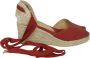 Castañer Bilina gewassen-katoenen espadrilles met striksluiting en 11 cm sleehak. Red Dames - Thumbnail 8