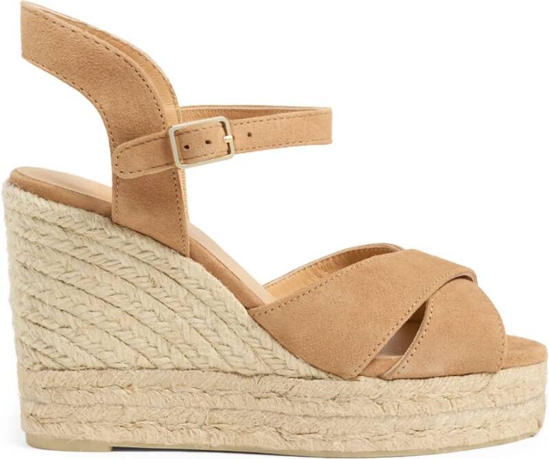 Castañer Beige Sleehak Sandalen met Kruisbanden Beige Dames