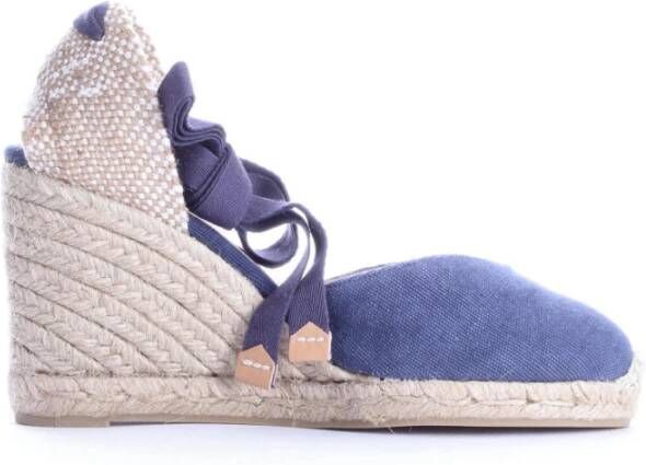 Castañer Marineblauwe Gekartelde Sleehak Espadrilles Blue Dames