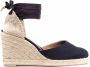 Castañer Blauwe Wedge Espadrilles met Logo Hak Blue Dames - Thumbnail 2