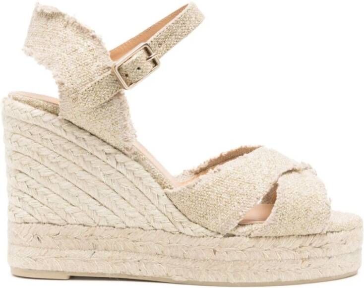 Castañer Bromelia Beige Katoenen Sandalen met Glitterdetails Beige Dames