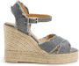 Castañer Bromelia metallic-linnen espadrilles met enkelbandje met zij metalen gesp en 11 cm sleehak. Gray Dames - Thumbnail 1