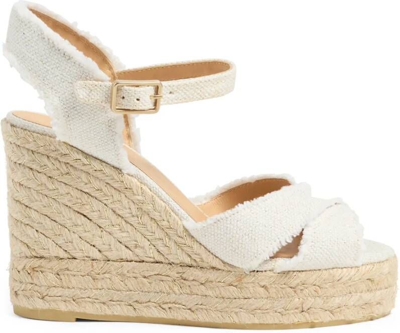 Castañer Gouden Lurex Sleehak Espadrilles Sandalen White Dames