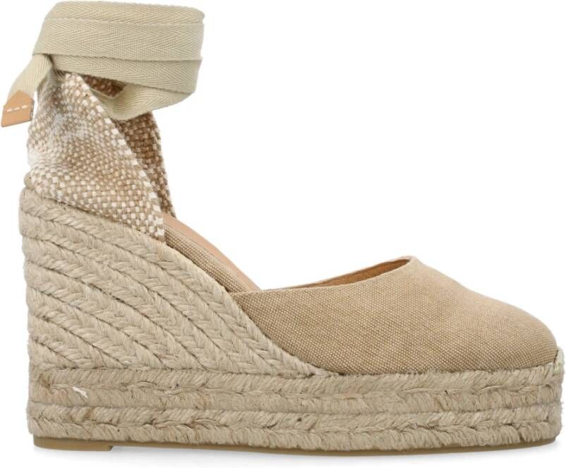 Castañer Canvas Espadrille Sleehak Sandalen Beige Dames