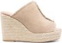 Castañer Fatima sandalen van gewassen katoen met 11 cm hak. Beige Dames - Thumbnail 1