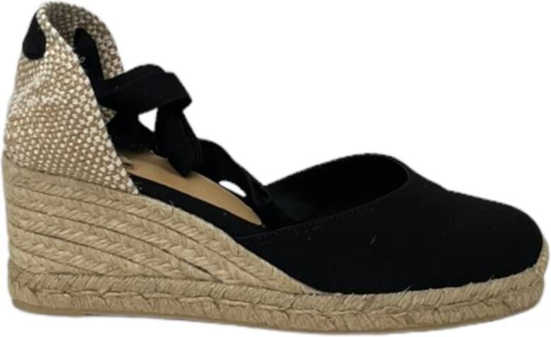 Castañer Zwarte Espadrille Sneakers met Enkelveters Black Dames