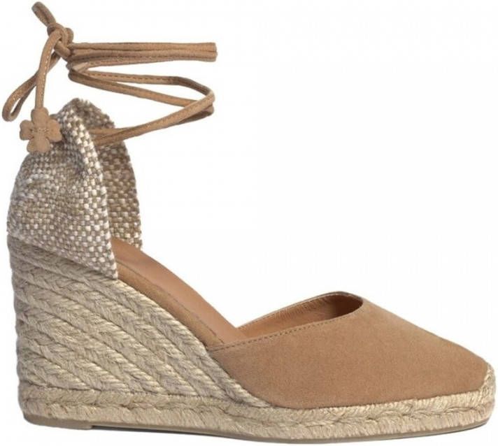 Castañer Beige Espadrille Sandalen met Vetersluiting Beige Dames