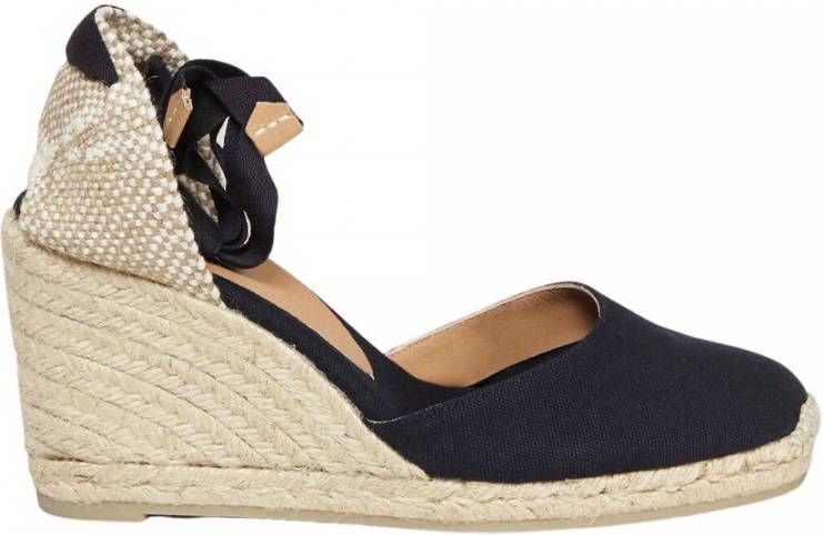 Castañer Blauwe Wedge Espadrilles met Logo Hak Blue Dames