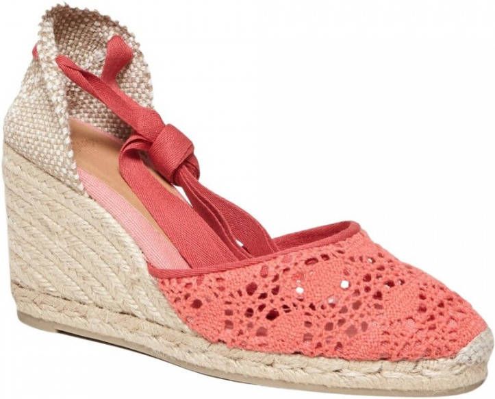 Castañer Roze Gehaakte Sleehak Espadrilles Pink Dames