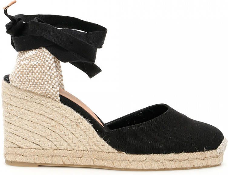 Castañer Zwarte Espadrille Sneakers met Enkelveters Black Dames