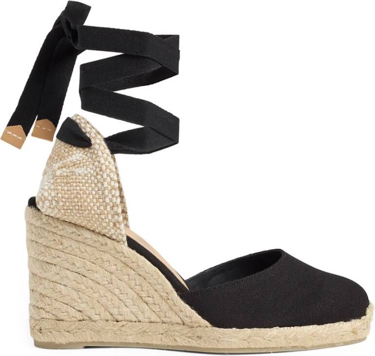 Castañer Zwarte Espadrille Sneakers met Enkelveters Black Dames