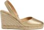 Castañer Carissa metallic leren espadrilles met open hiel en 9 cm sleehak. Yellow Dames - Thumbnail 1