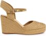 Castañer Carolyn espadrilles met metallic vlechtwerk enkelband met zijdelingse metalen gesp en 9 cm sleehak. Yellow Dames - Thumbnail 8