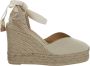 Castañer Chiara biologisch katoenen espadrilles met striksluiting en 11 cm sleehak met dubbele platform. Beige Dames - Thumbnail 15