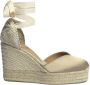 Castañer Chiara sateen espadrilles met striksluiting en 11 cm sleehak met dubbele platform. Beige Dames - Thumbnail 1