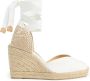 Castañer Chiara biologisch katoenen espadrilles met striksluiting en 9 cm sleehak. White Dames - Thumbnail 8