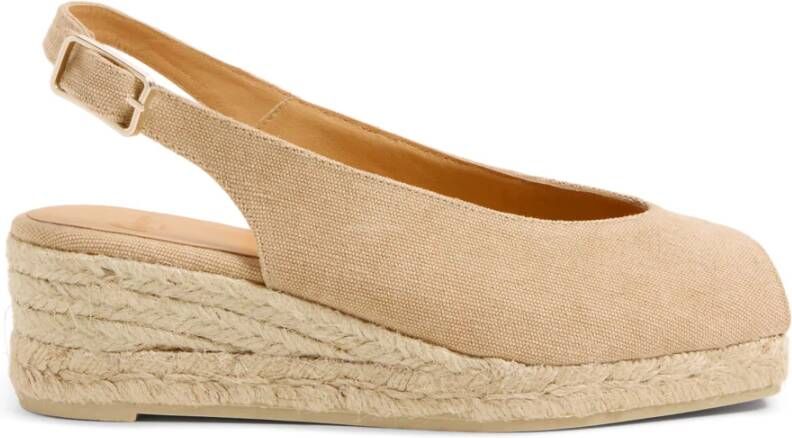 Castañer Dosalia gewassen katoenen espadrilles met bijpassend jute en 5 cm sleehak. Beige Dames