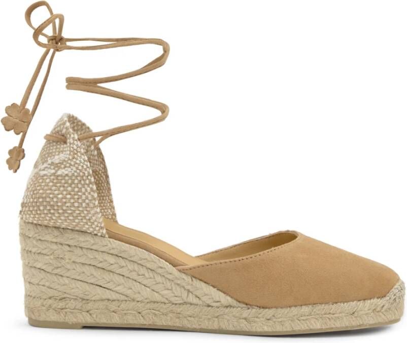 Castañer Cognac Wedge Espadrilles met Leren Bandjes Brown Dames