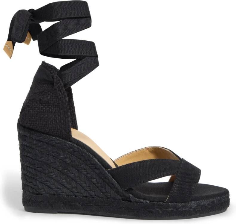 Castañer Espadrilles met 9 cm sleehak. Black Dames