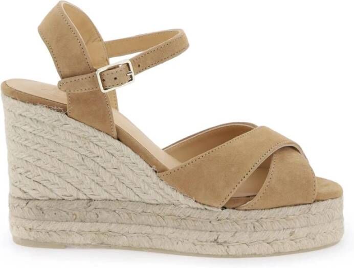 Castañer Espadrilles met Kruisband en Sleehak Brown Dames