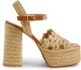 Castañer Faye raffia sandalen met enkelband met zij metalen gesp en 13 cm hak. Beige Dames - Thumbnail 1