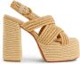 Castañer Fulvia raffia sandalen met enkelband met zij metalen gesp en 13 cm hak. Beige Dames - Thumbnail 1