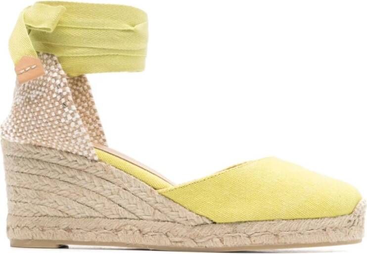 Castañer Gele Canvas Sleehak Sandalen Yellow Dames