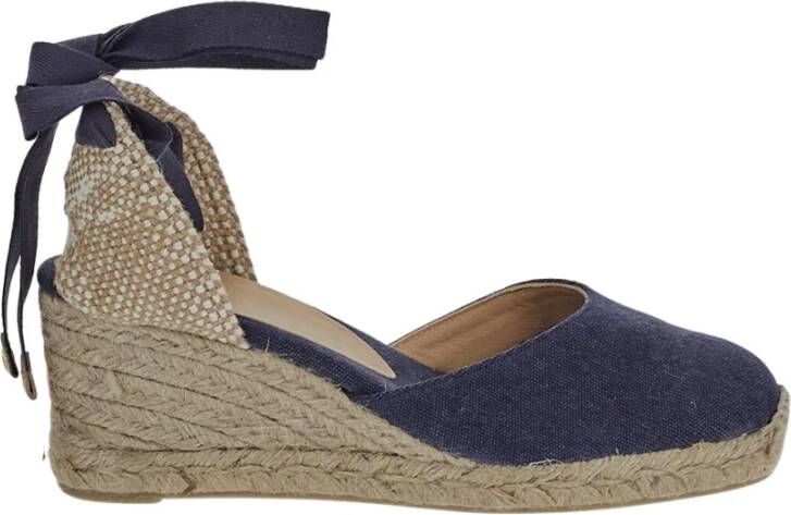 Castañer Blauwe Sleehak Espadrilles met Enkelbandjes Blue Dames