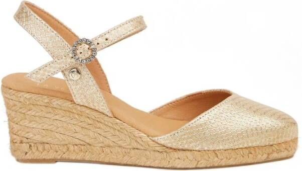 Castañer Gouden espadrilles met 5 cm sleehak Yellow Dames