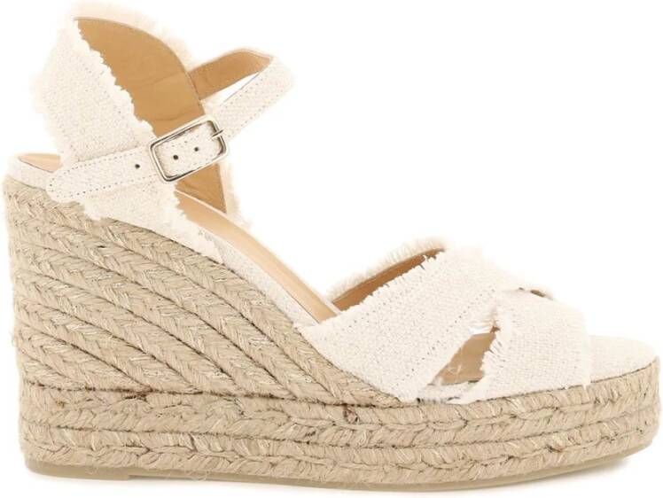 Castañer Gouden Lurex Sleehak Espadrilles Sandalen White Dames