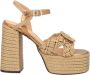 Castañer Gouden Raffia Sleehak Sandaal Beige Dames - Thumbnail 1