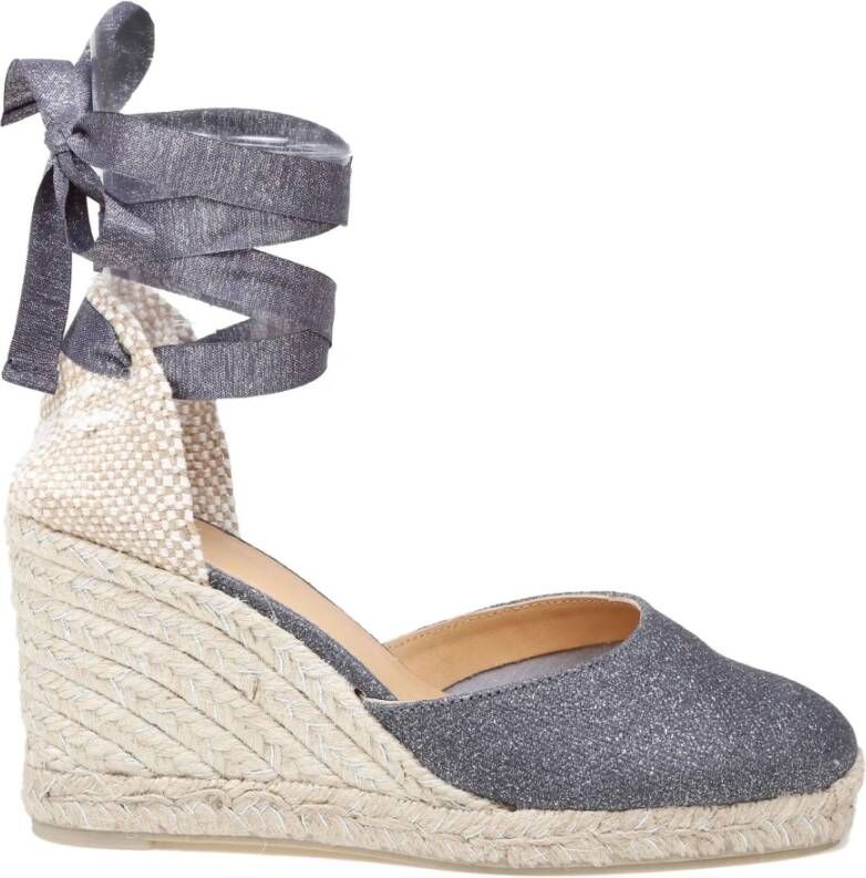 Castañer Grijze Linnen Espadrilles Sandalen met Lint Gray Dames